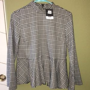 Plaid long sleeve blouse
